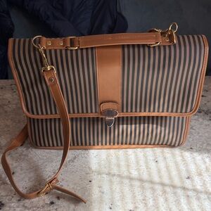 Elegant Tan and Black Striped Men's Messenger Bag